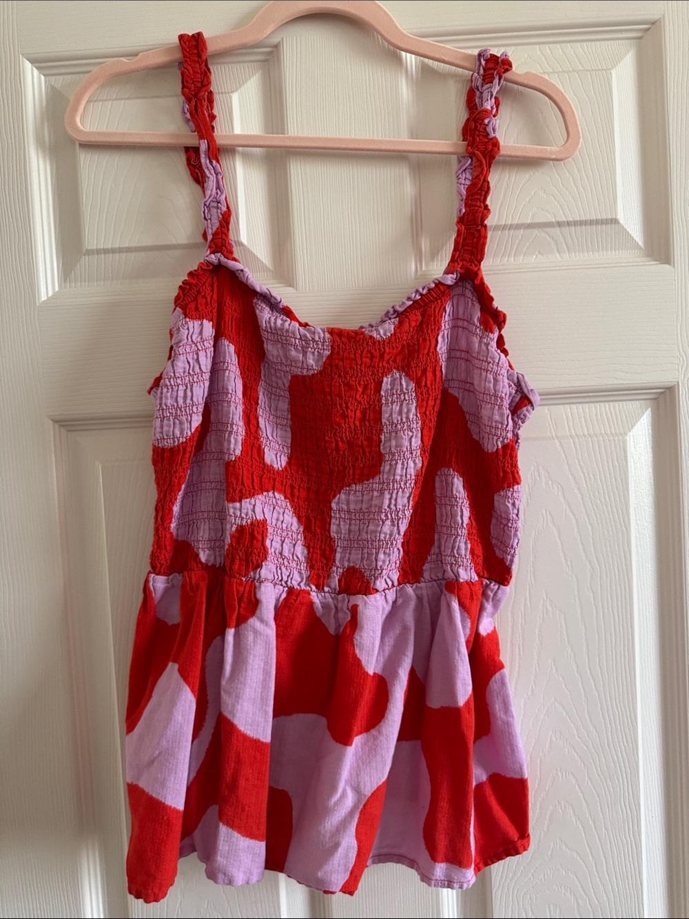 Ava & Viv Red and Lavender Smocked Tank Top